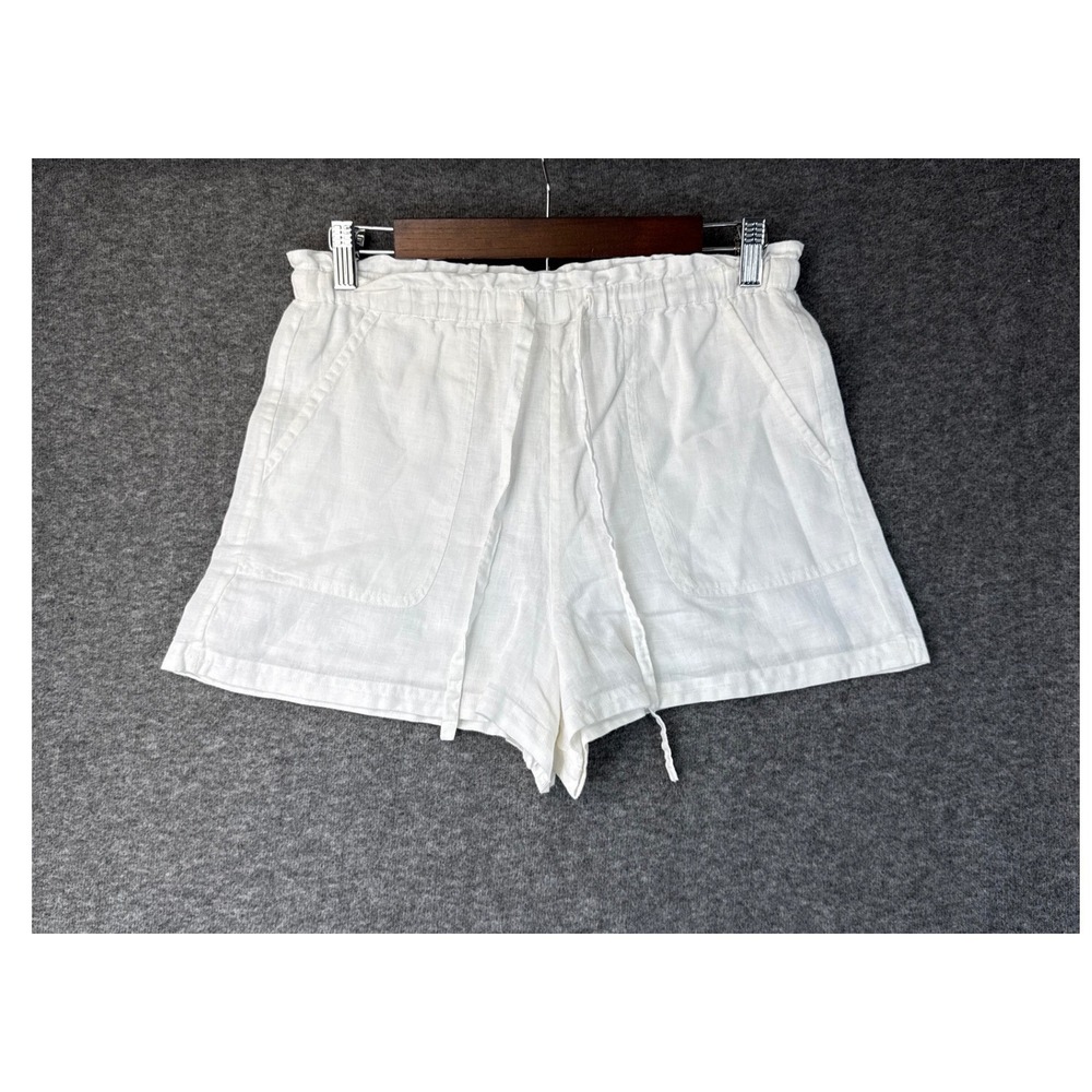 Roller Rabbit Stunning‎ White 100% Linen Paperbag Drawstring Shorts Womens XXS